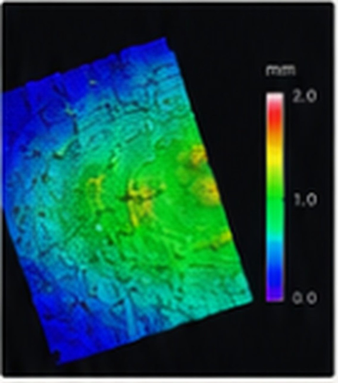 Colour-coded illustrative surface height map.